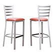 Linon Lassiter Metal Set of Two Barstools in Silver