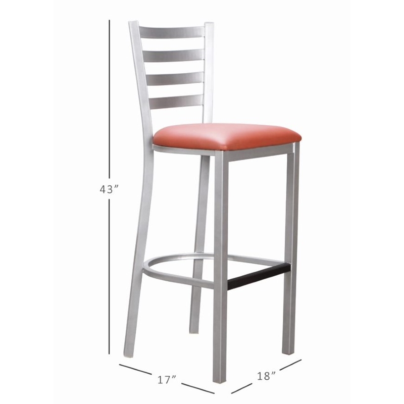 Linon Lassiter Metal Set of Two Barstools in Silver