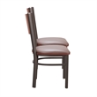 Linon Hoda Set of 2 Side Chairs Brown Faux Leather Seats with Brown Steel Frame