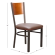 Linon Hoda Set of 2 Side Chairs Brown Faux Leather Seats with Brown Steel Frame