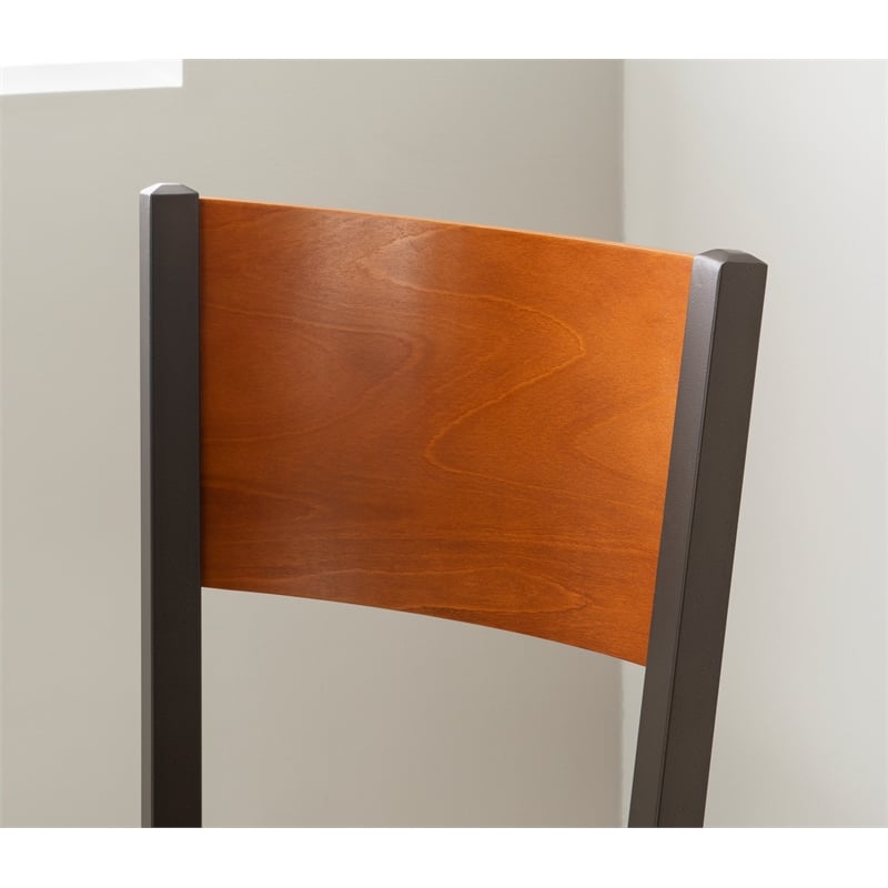 Linon Hoda Set of 2 Side Chairs Brown Faux Leather Seats with Brown Steel Frame