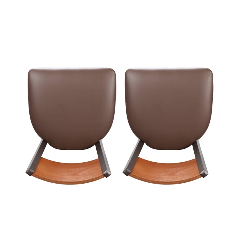 Linon Hoda Set of 2 Side Chairs Brown Faux Leather Seats with Brown Steel Frame