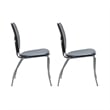 Linon Faris Set of 2 Steel Framed Stacking Side Chairs in Black Faux Leather