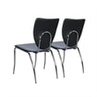 Linon Faris Set of 2 Steel Framed Stacking Side Chairs in Black Faux Leather
