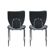 Linon Faris Set of 2 Steel Framed Stacking Side Chairs in Black Faux Leather