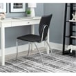 Linon Faris Set of 2 Steel Framed Stacking Side Chairs in Black Faux Leather
