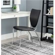 Linon Faris Set of 2 Steel Framed Stacking Side Chairs in Black Faux Leather