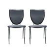 Linon Faris Set of 2 Steel Framed Stacking Side Chairs in Black Faux Leather