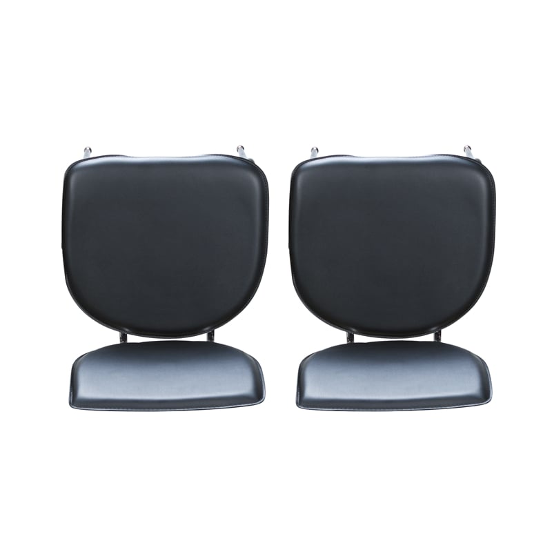 Linon Faris Set of 2 Steel Framed Stacking Side Chairs in Black Faux Leather