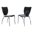 Linon Faris Set of 2 Steel Framed Stacking Side Chairs in Black Faux Leather