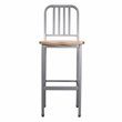 Linon Badden Commercial Grade Wood Seat Steel Frame Barstools Set of 2 in Silver
