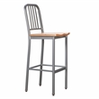 Linon Badden Commercial Grade Wood Seat Steel Frame Barstools Set of 2 in Silver