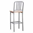 Linon Badden Commercial Grade Wood Seat Steel Frame Barstools Set of 2 in Silver