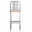 Linon Badden Commercial Grade Wood Seat Steel Frame Barstools Set of 2 in Silver
