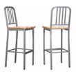 Linon Badden Commercial Grade Wood Seat Steel Frame Barstools Set of 2 in Silver