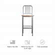 Linon Badden Commercial Grade Wood Seat Steel Frame Barstools Set of 2 in Silver