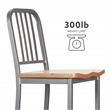 Linon Badden Commercial Grade Wood Seat Steel Frame Barstools Set of 2 in Silver