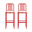 Linon Badden Commercial Grade Wood Seat Steel Frame Barstools Set of Two in Red