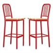 Linon Badden Commercial Grade Wood Seat Steel Frame Barstools Set of Two in Red