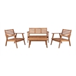 Linon Cooper Outdoor 4 Piece Wood Chat Set with Beige Cushions in Natural Finish
