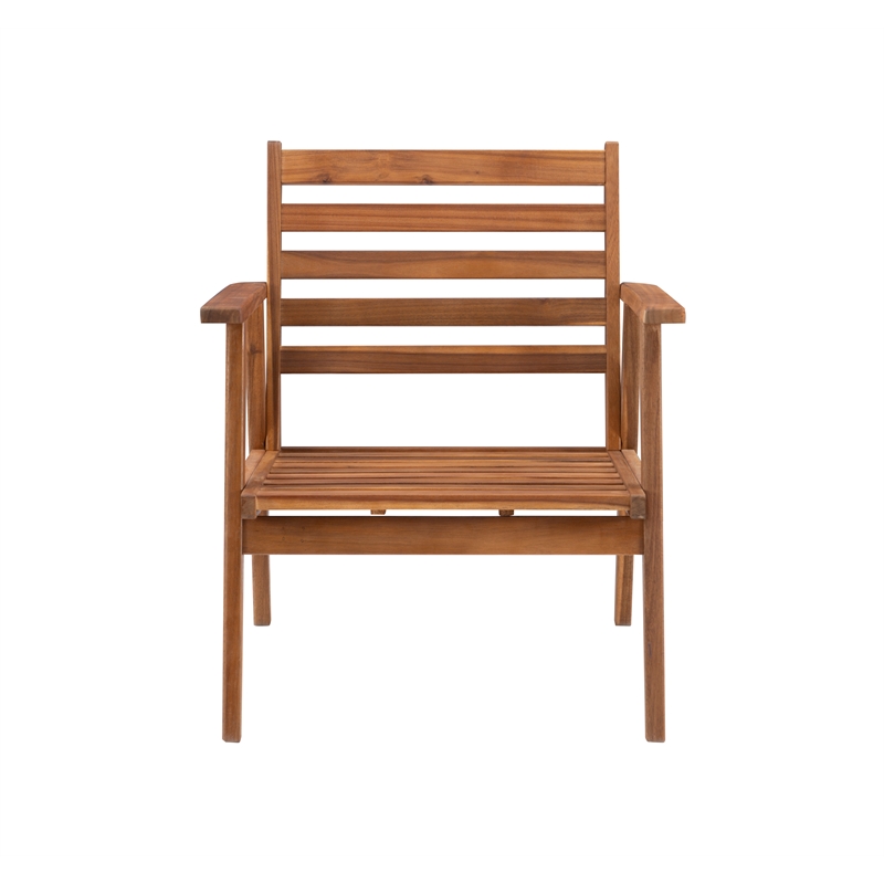 Linon Cooper Outdoor 4 Piece Wood Chat Set with Beige Cushions in Natural Finish