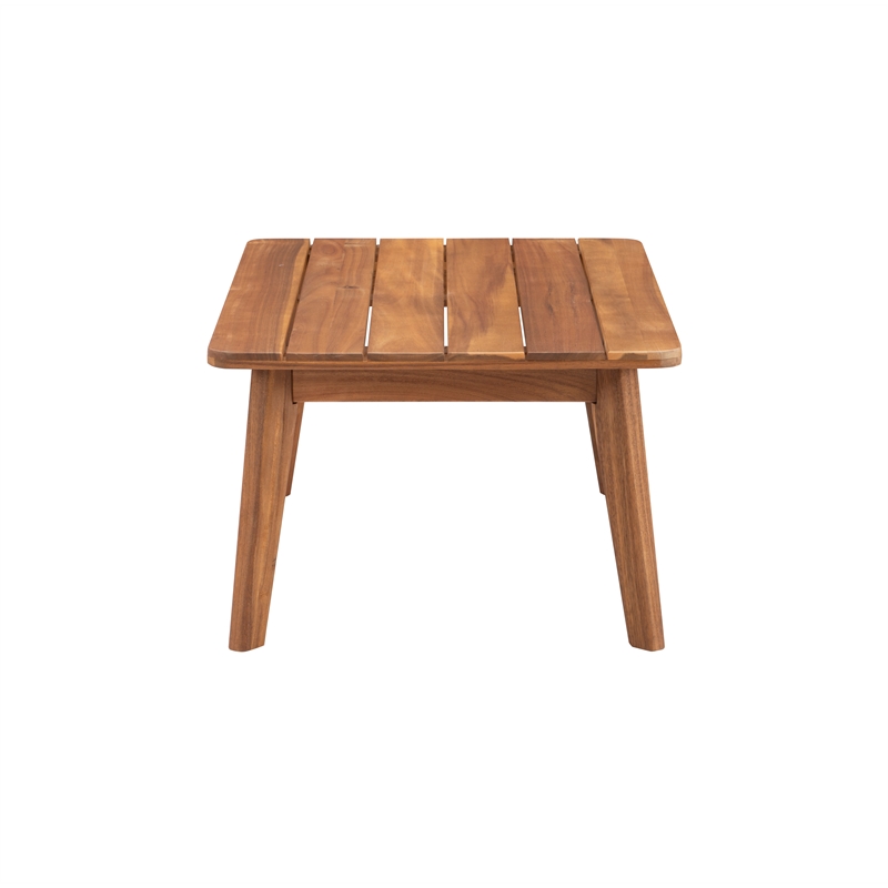 Linon Cooper Outdoor 4 Piece Wood Chat Set with Beige Cushions in Natural Finish