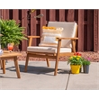 Linon Cooper Outdoor 4 Piece Wood Chat Set with Beige Cushions in Natural Finish