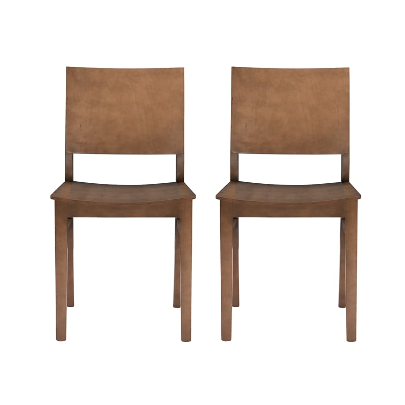 Linon Burke Solid Beechwood Commercial Grade Set of Two Side Chairs in Natural