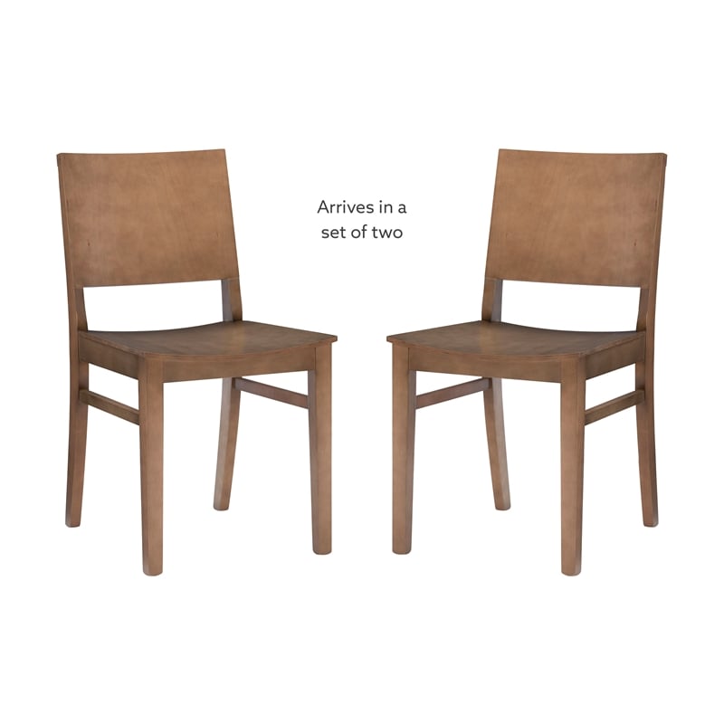 Linon Burke Solid Beechwood Commercial Grade Set of Two Side Chairs in Natural