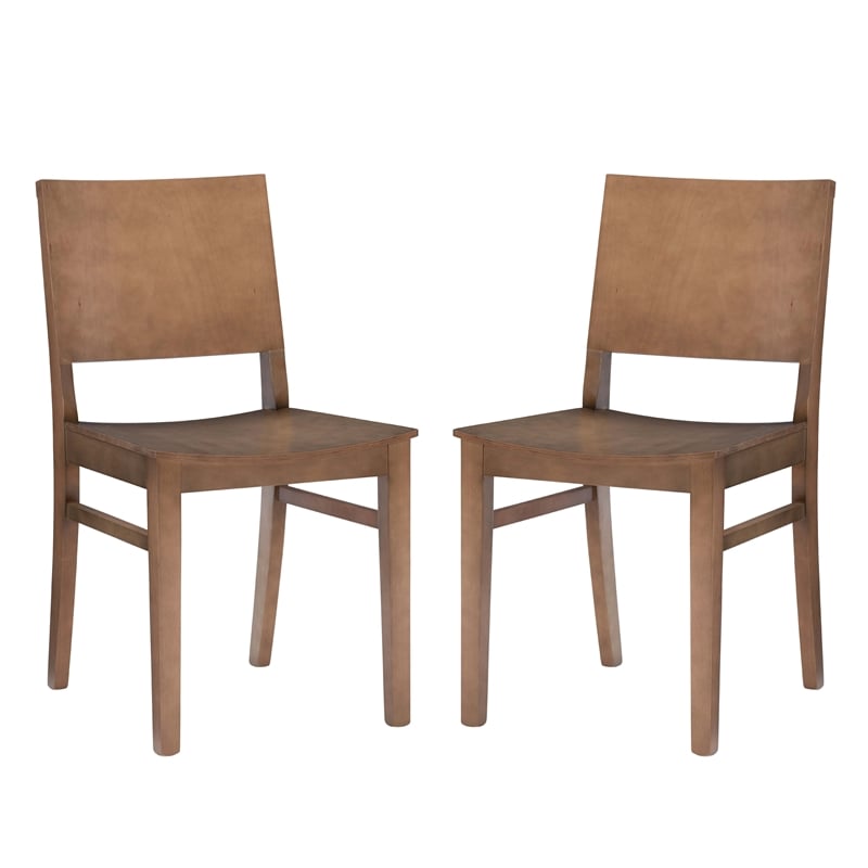 Linon Burke Solid Beechwood Commercial Grade Set of Two Side Chairs in Natural