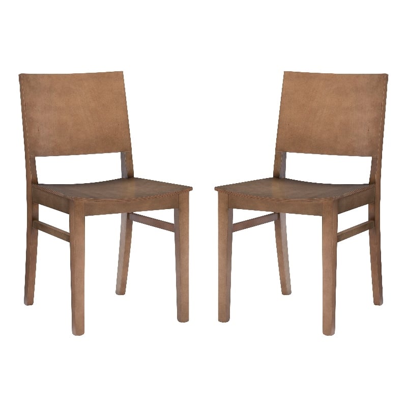 Linon Burke Solid Beechwood Commercial Grade Set of Two Side Chairs in Natural
