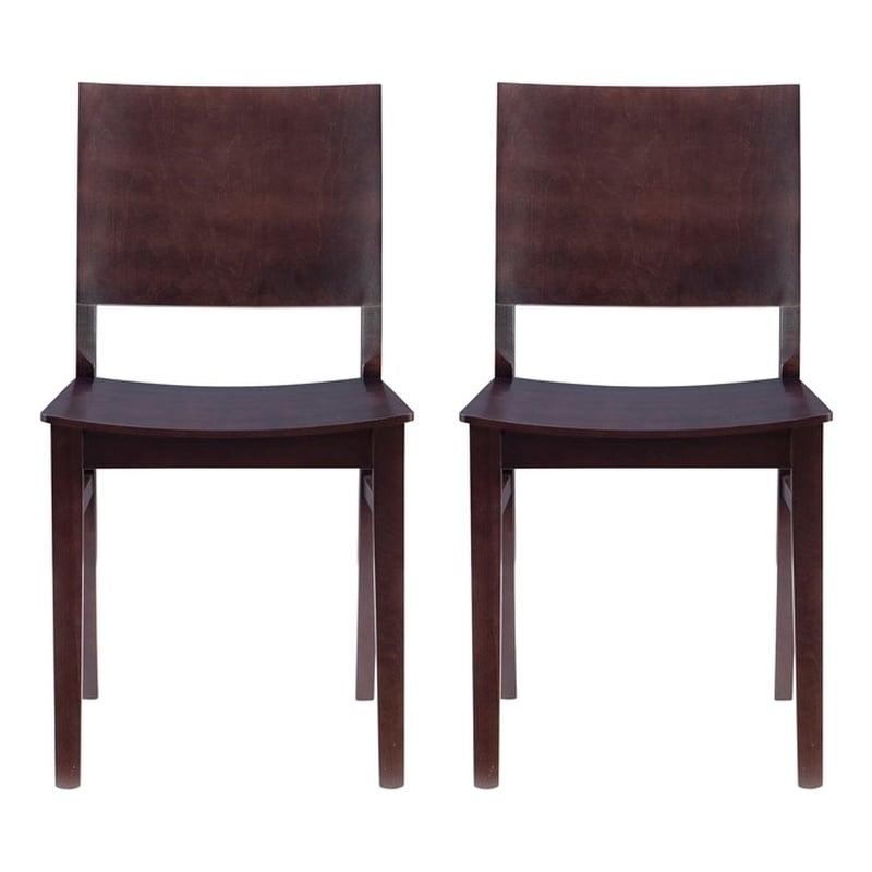 Linon Burke Solid Beechwood Commercial Grade Set of Two Side Chairs in Espresso