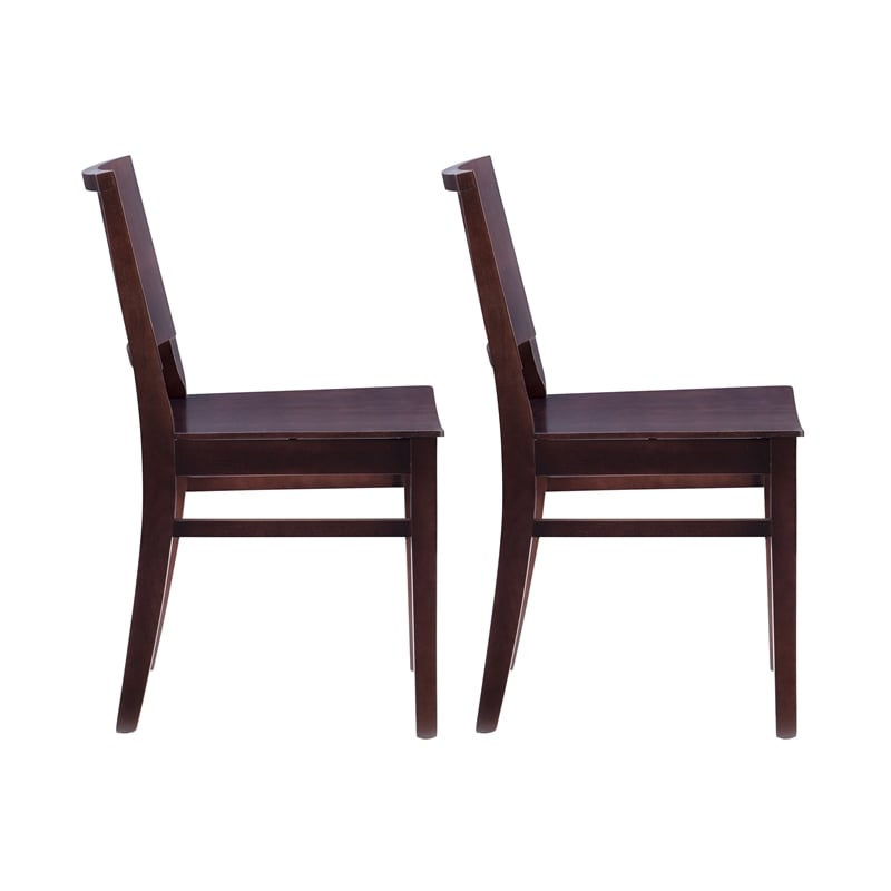 Linon Burke Solid Beechwood Commercial Grade Set of Two Side Chairs in Espresso