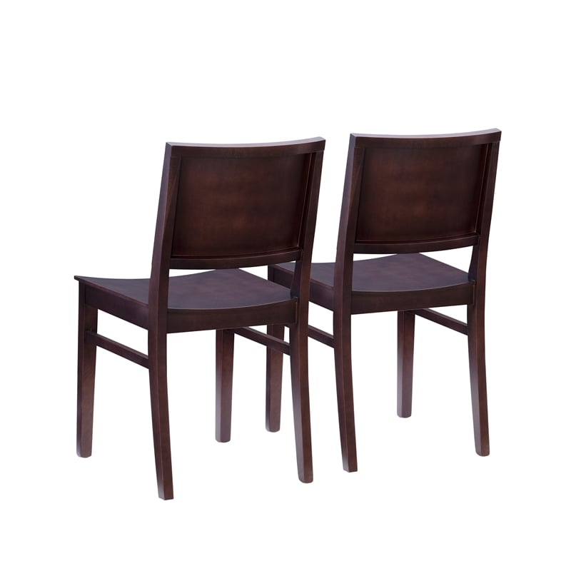 Linon Burke Solid Beechwood Commercial Grade Set of Two Side Chairs in Espresso