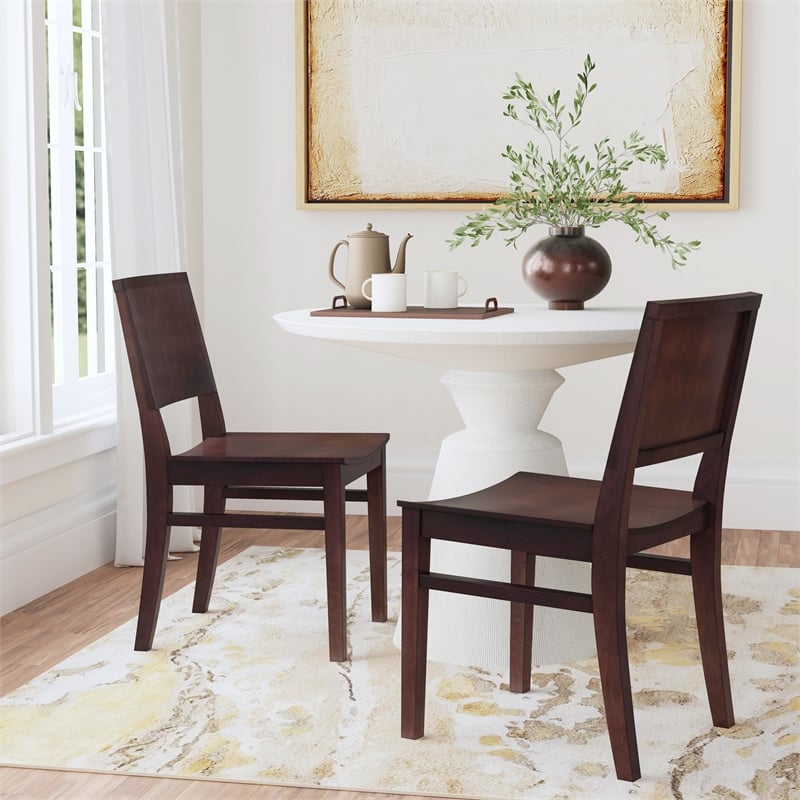 Linon Burke Solid Beechwood Commercial Grade Set of Two Side Chairs in Espresso