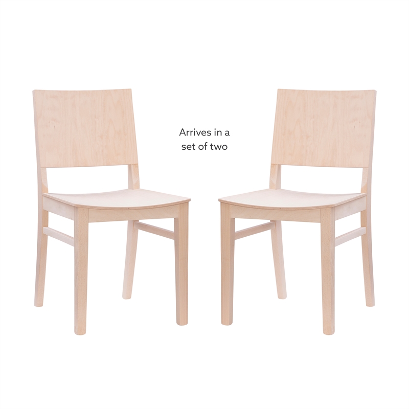 Linon Burke Commercial Grade Set of Two Armless Side Chairs in Unfinished Wood