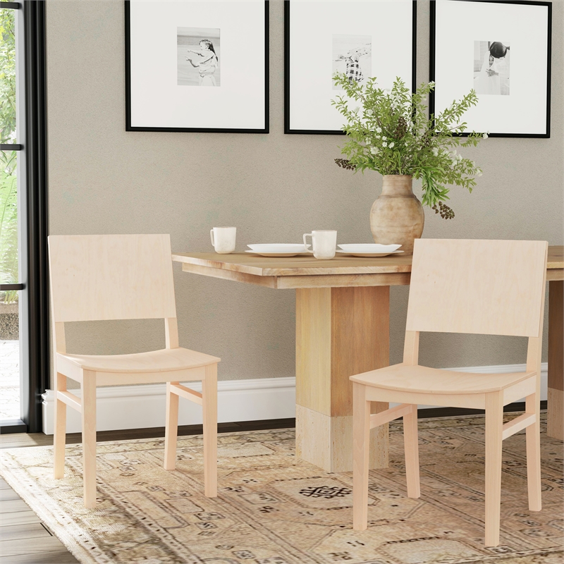Linon Burke Commercial Grade Set of Two Armless Side Chairs in Unfinished Wood