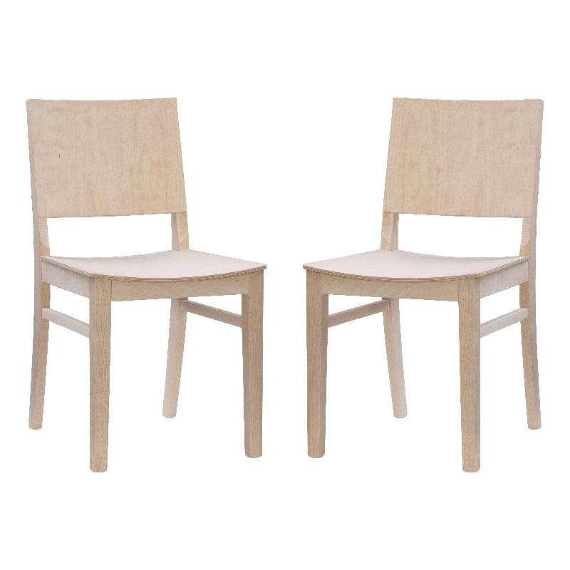 Linon Burke Commercial Grade Set of Two Armless Side Chairs in Unfinished Wood