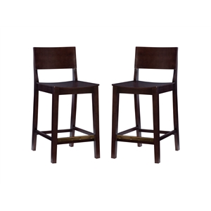 Linon Burke Wood Set of Two Counter Stools in Brown