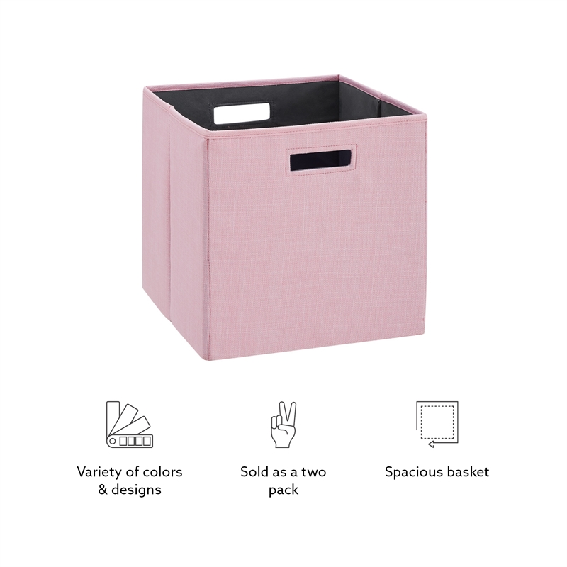 Linon Lane Two Pack Fabric Storage Bins in Pink, 1 - Kroger