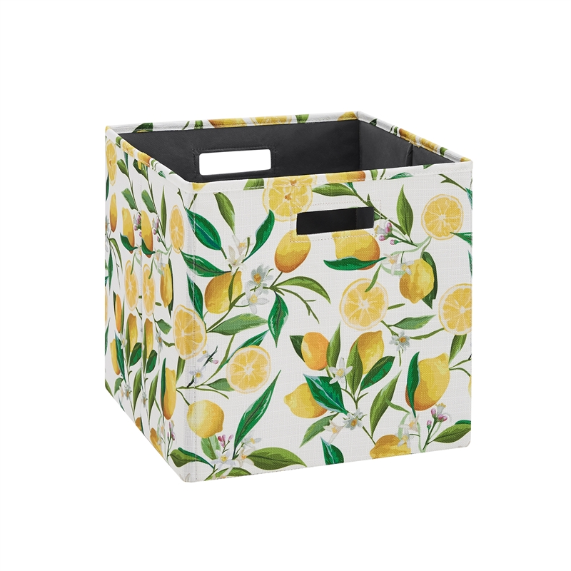 Linon Lane Two Pack Fabric Lemon Storage Bins in Yellow - CYMX2200