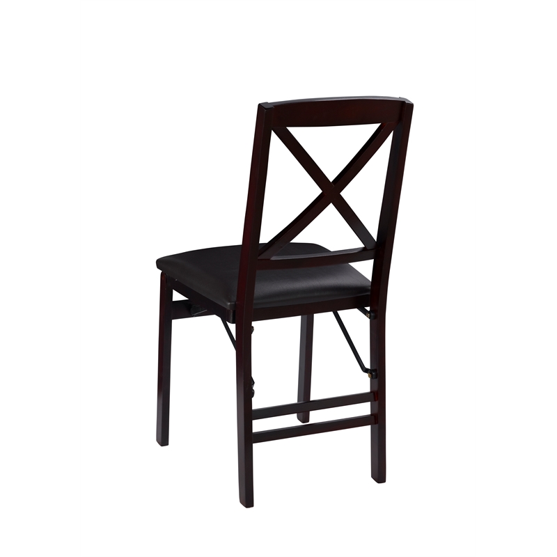 Linon Triena Wood X Back Folding Chair Set of 2 in Espresso Brown