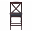 Linon Triena X-Back Set of 2 Folding Chairs Faux Leather Seat in Merlot Wood