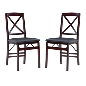 linon triena wood x back folding chair set of 2 in espresso brown
