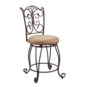 linon gathered back bar stool in light brown and caramel