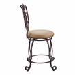 Linon Gathered Swivel Counter Stool Faux Leather Padded Seat in Bronze Metal