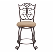 Linon Gathered Swivel Counter Stool Faux Leather Padded Seat in Bronze Metal