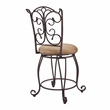 Linon Gathered Swivel Counter Stool Faux Leather Padded Seat in Bronze Metal