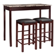Linon Tifton Three Piece Wood Tavern Dining Set Backless Stools in Espresso