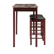 Linon Tifton Three Piece Wood Tavern Dining Set Backless Stools in Espresso